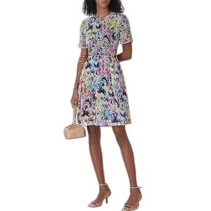 Jason Wu Dress multi color floral fit and flare short sleeve 4
